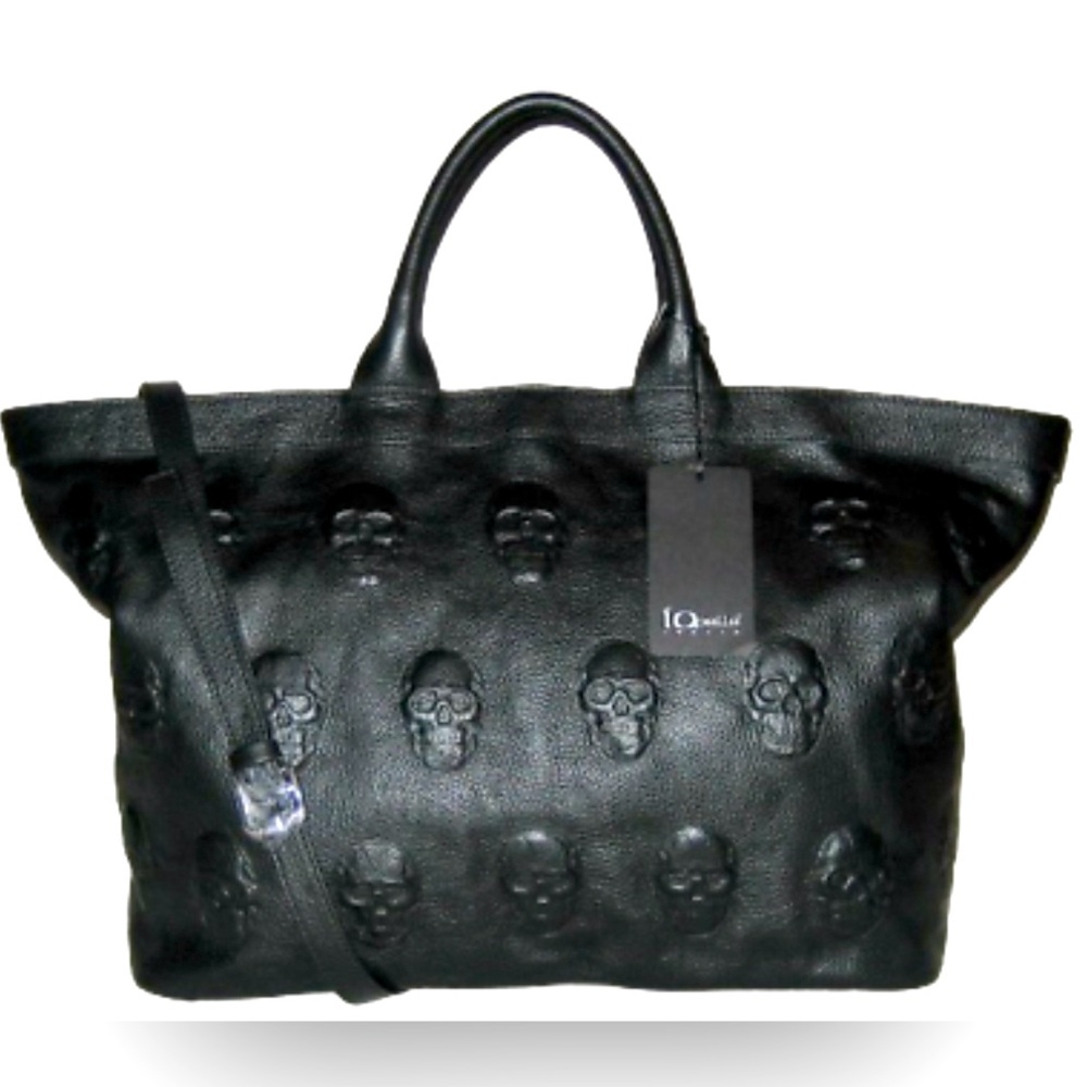 io Pelle ITALIA Leather 3D Skull handle or Shoulder Bag Retail $695 BNWT